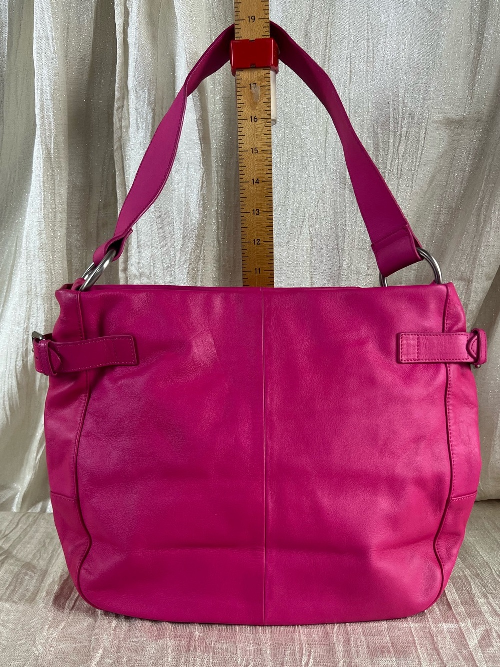 Vintage GAP Hot Pink Leather Hobo Shoulder Bag Y2K Slouchy Cowhide Purse